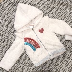 Flurry and Flashy Zip Front Rainbow Sequin Hoodie Size 2T